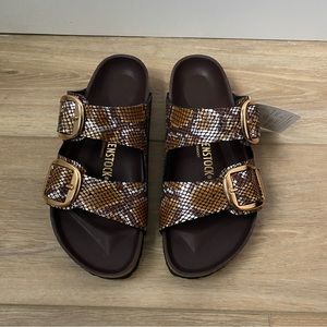 Birkenstock Arizona Big Buckle in Python Brown Sz 38